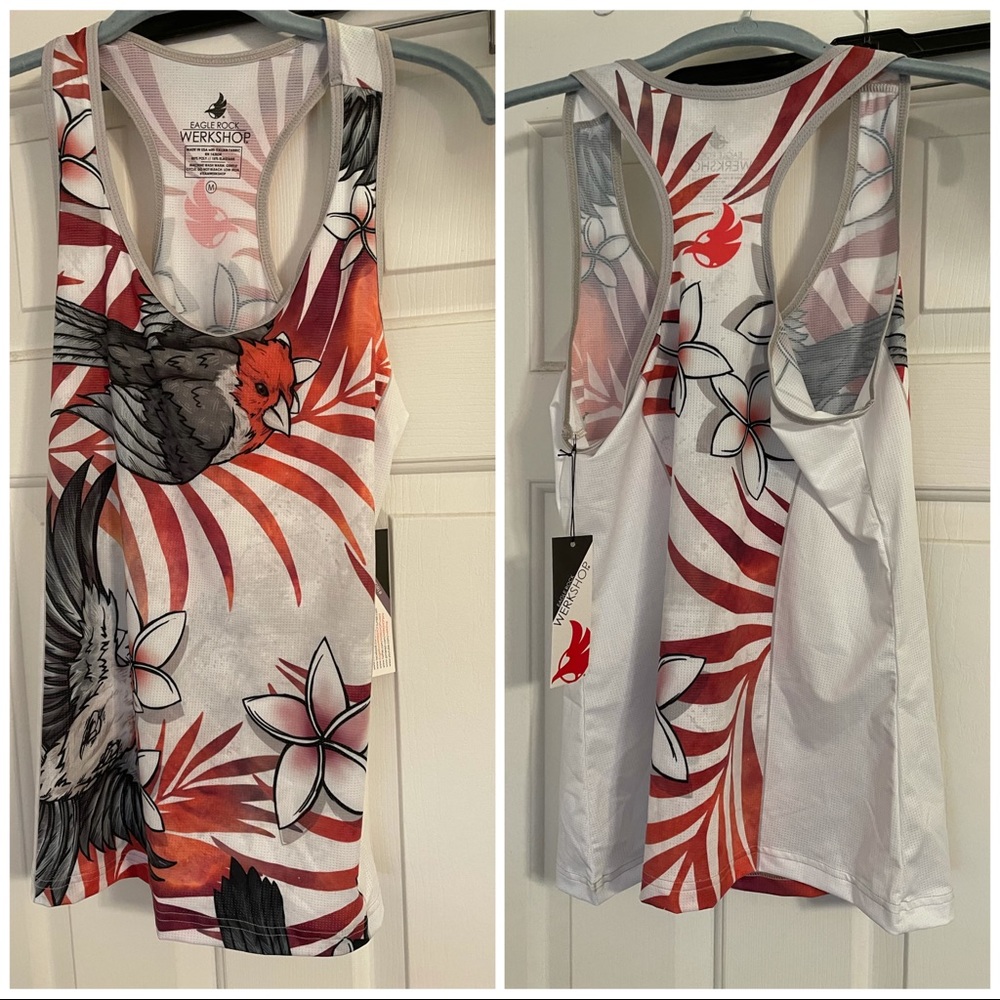 BNWT WERKSHOP mesh tank, ukulele print, medium